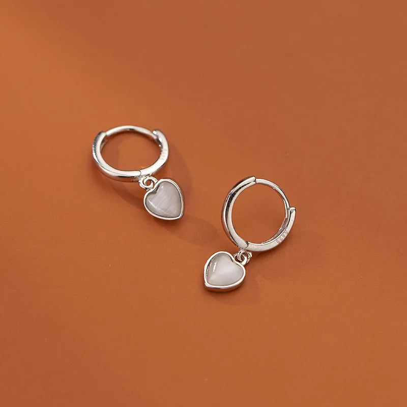 925 Silver Love Heart Oil Pendant Earrings For Women