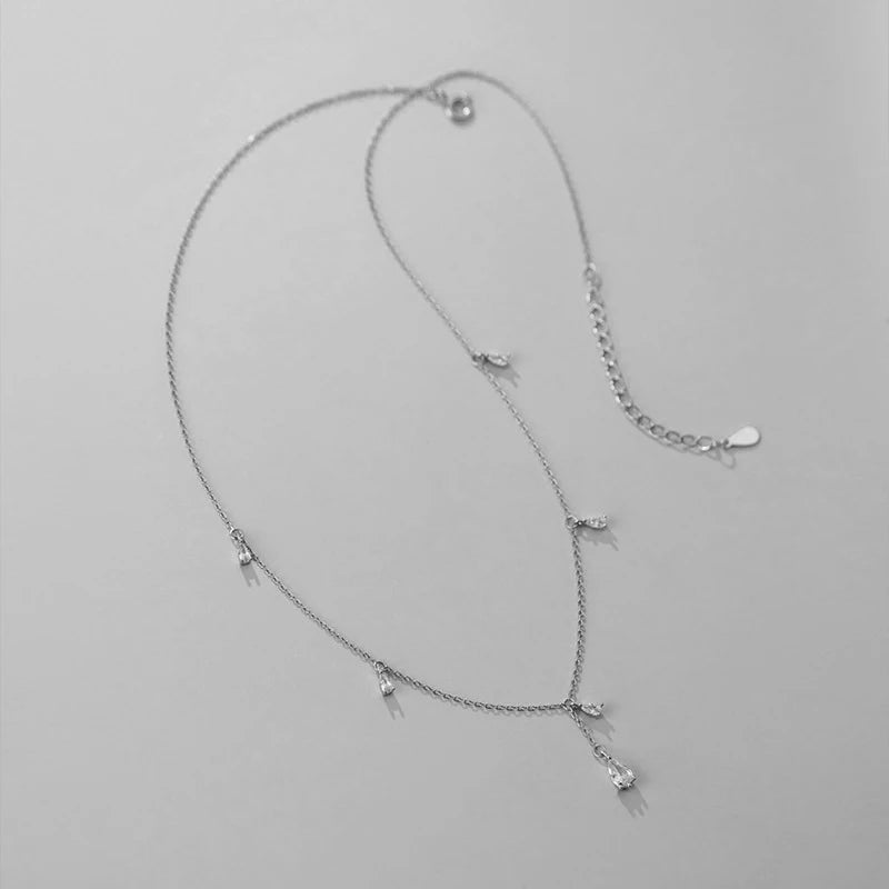 925 Silver Water Drop Zircon Necklace Wedding Jewelry