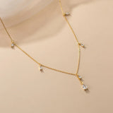 925 Silver Water Drop Zircon Necklace Wedding Jewelry