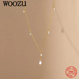 925 Silver Water Drop Zircon Necklace Wedding Jewelry
