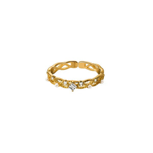 925 Silver Lace Pearl Zircon Finger Rings Wedding Gift