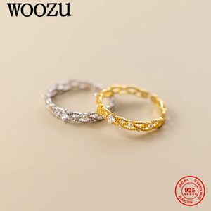 925 Silver Lace Pearl Zircon Finger Rings Wedding Gift