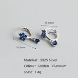 925 Silver Red Crystal Zircon Stud Earrings Romantic Sweet Design