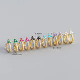 925 Silver Red Crystal Zircon Stud Earrings Romantic Sweet Design