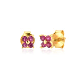 925 Silver Red Crystal Zircon Stud Earrings Romantic Sweet Design