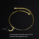 925 Silver Moon Anklets For Women Charm Beach Foot Jewelry