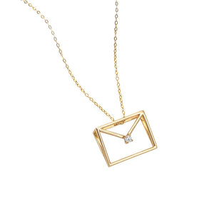 925 Silver Envelope Zircon Pendant Necklace Romantic Jewelry