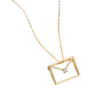 925 Silver Envelope Zircon Pendant Necklace Romantic Jewelry