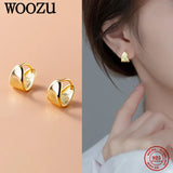 925 Silver Golden Round Buckle Hoop Earrings French Punk Rock Unisex Jewelry