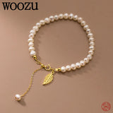 925 Silver Freshwater Pearl Leaf Bracelet Wedding Jewelry Gift