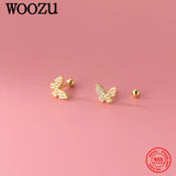 925 Silver Butterfly CZ Zircon Stud Earrings for Women