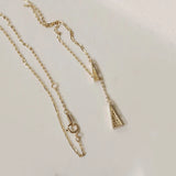 925 Silver Triangle Zircon Pendant Necklace French Girlfriend 14k Plated Gift