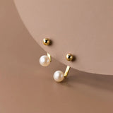925 Silver Baroque Pearl Stud Earrings for Women Wedding