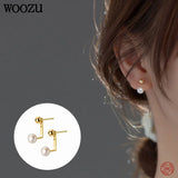 925 Silver Baroque Pearl Stud Earrings for Women Wedding
