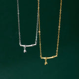 925 Silver Bamboo Pendant Necklace for Women Choker