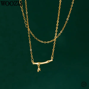 925 Silver Bamboo Pendant Necklace for Women Choker