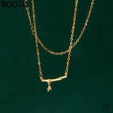 925 Silver Bamboo Pendant Necklace for Women Choker