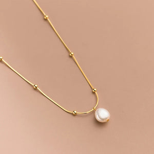 Sterling Silver Snake Bone Pearl Necklace for Women Wedding Choker