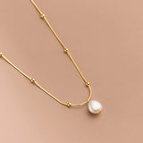 Sterling Silver Snake Bone Pearl Necklace for Women Wedding Choker