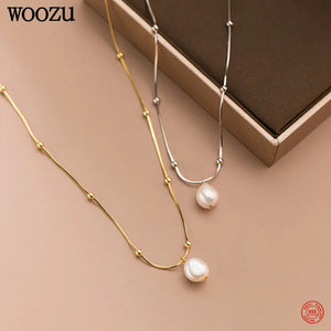 Sterling Silver Snake Bone Pearl Necklace for Women Wedding Choker