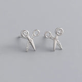 925 Sterling Silver Scissors Stud Earrings for Women Teen Party Charm Unisex