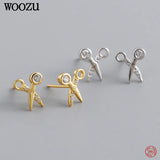 925 Sterling Silver Scissors Stud Earrings for Women Teen Party Charm Unisex