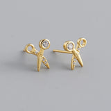 925 Sterling Silver Scissors Stud Earrings for Women Teen Party Charm Unisex