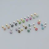 925 Silver Flower Spiral Green Zirconia Stud Earrings