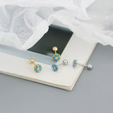 925 Silver Flower Spiral Green Zirconia Stud Earrings