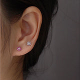 925 Silver Flower Spiral Green Zirconia Stud Earrings
