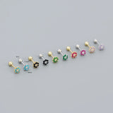 925 Silver Flower Spiral Green Zirconia Stud Earrings
