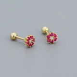925 Silver Flower Spiral Green Zirconia Stud Earrings