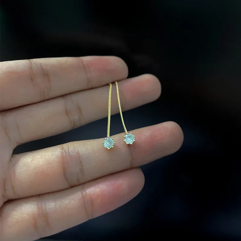 925 Sterling Silver Link Chain Tassel Earrings Plated 14k