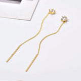 925 Sterling Silver Link Chain Tassel Earrings Plated 14k