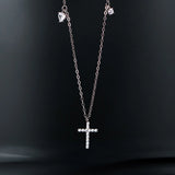925 Sterling Silver Vintage Cross Zircon Pendant Necklace for Women