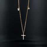 925 Sterling Silver Vintage Cross Zircon Pendant Necklace for Women