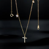 925 Sterling Silver Vintage Cross Zircon Pendant Necklace for Women