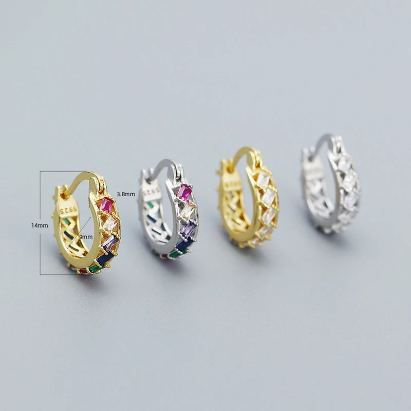 925 Silver Zircon Huggie Hoop Earrings Party Jewelry