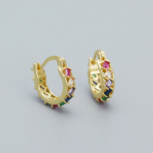 925 Silver Zircon Huggie Hoop Earrings Party Jewelry