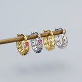 925 Silver Zircon Huggie Hoop Earrings Party Jewelry