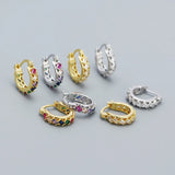 925 Silver Zircon Huggie Hoop Earrings Party Jewelry
