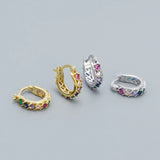 925 Silver Zircon Huggie Hoop Earrings Party Jewelry
