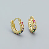925 Silver Zircon Huggie Hoop Earrings Party Jewelry