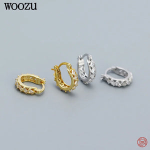 925 Silver Zircon Huggie Hoop Earrings Party Jewelry