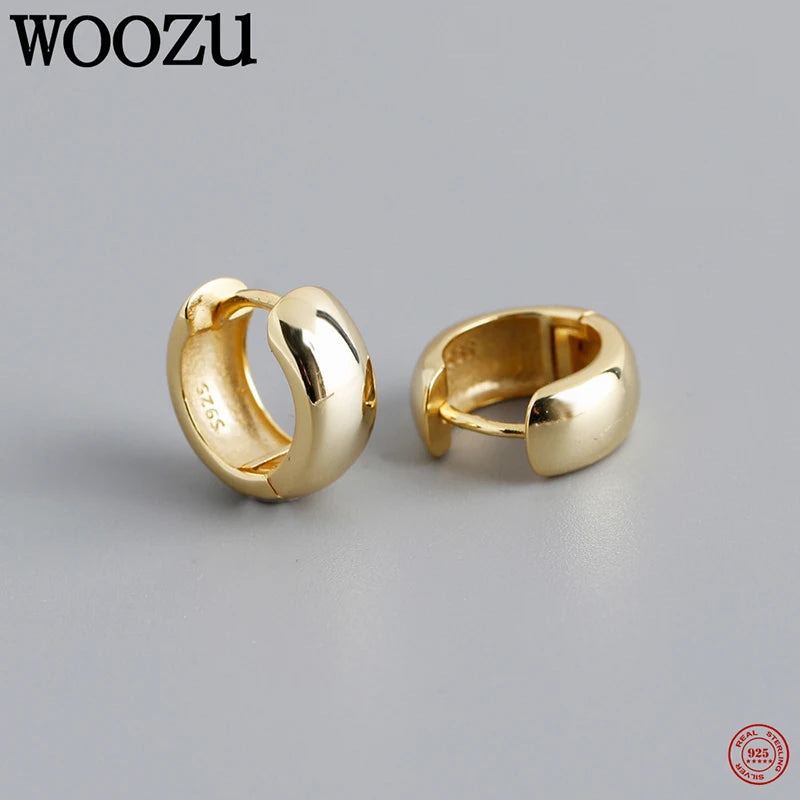 925 Silver Vintage Huggie Hoop Earrings Women Punk Rock French Ear Jewelry