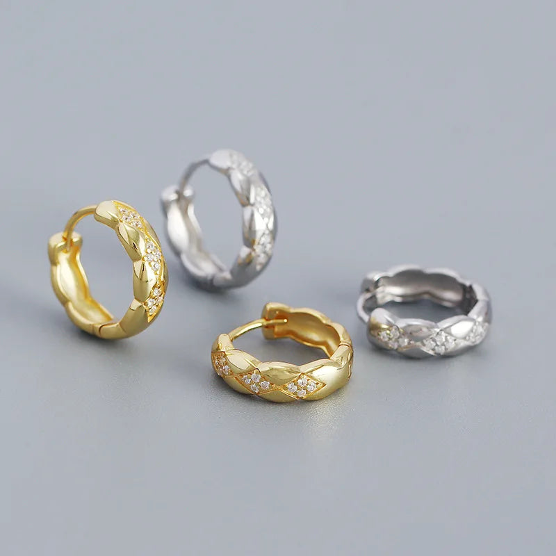 925 Silver Round Hoop Earrings Vintage Style Fine Jewelry