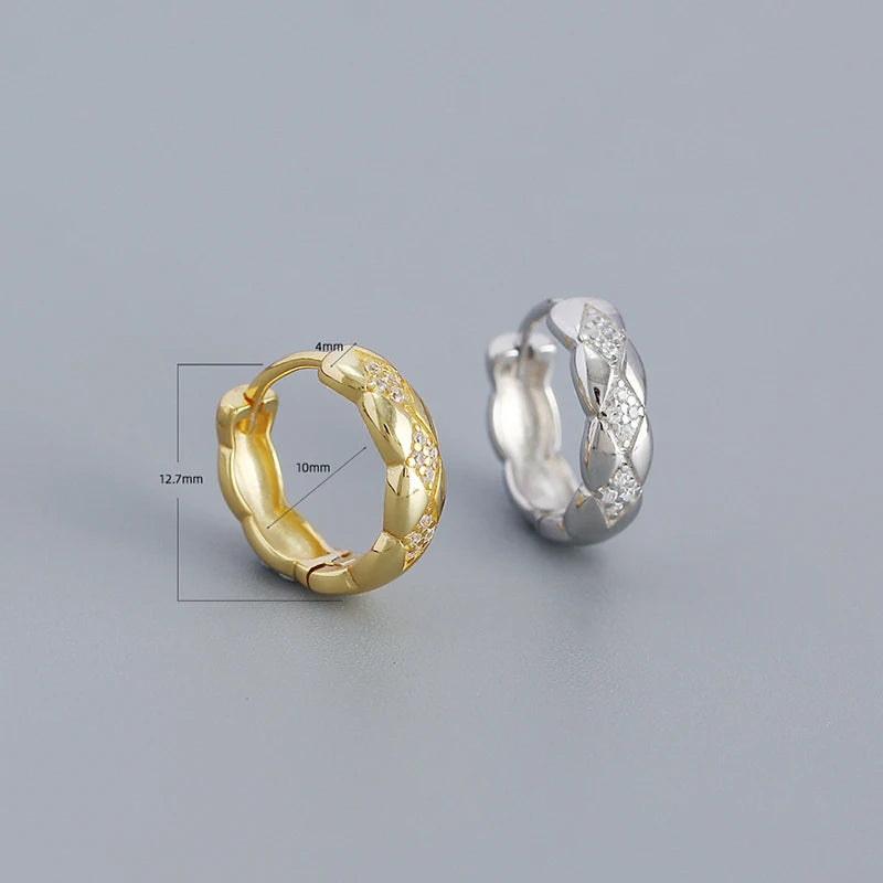 925 Silver Round Hoop Earrings Vintage Style Fine Jewelry