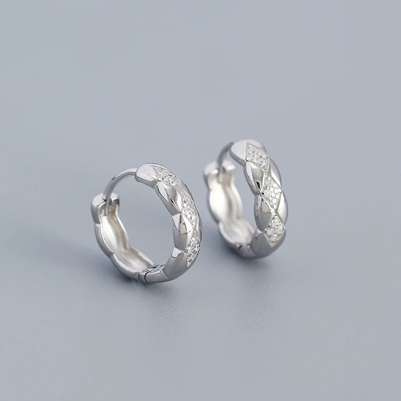 925 Silver Round Hoop Earrings Vintage Style Fine Jewelry