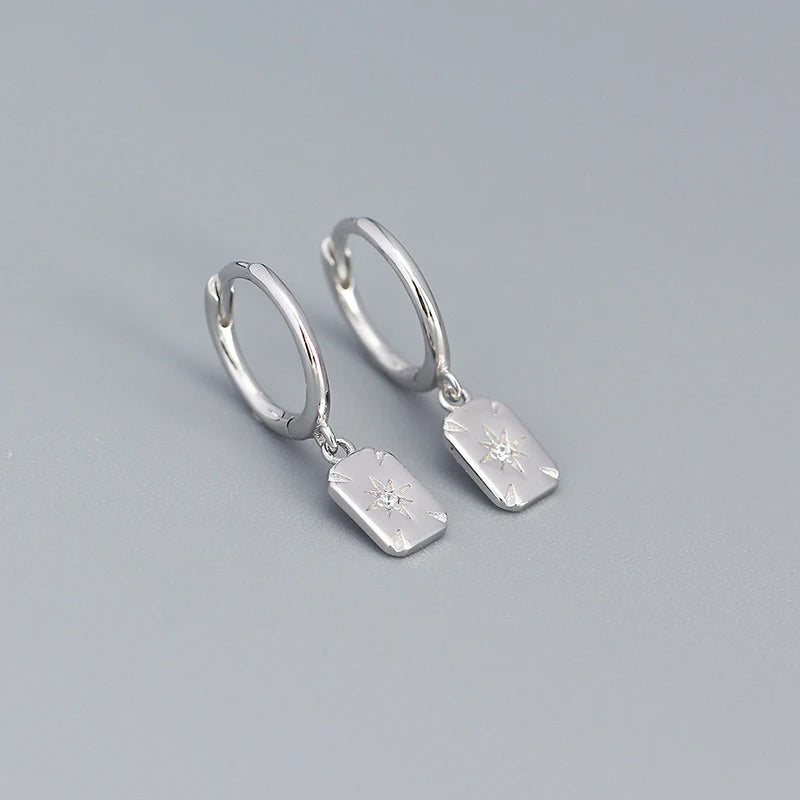 Vintage Square Star Drop Earrings for Women Daily Wear European Jewelry