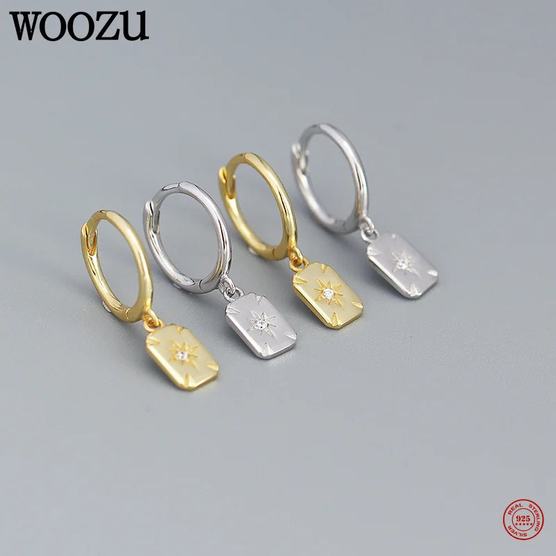 Vintage Square Star Drop Earrings for Women Daily Wear European Jewelry